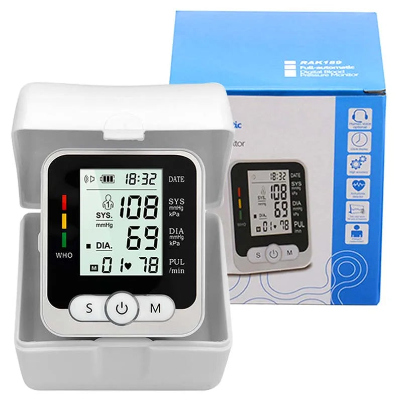 Digital Wrist Blood Pressure Monitor Heart Rate Pulse Meter