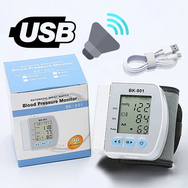 Digital Wrist Blood Pressure Monitor Heart Rate Pulse Meter
